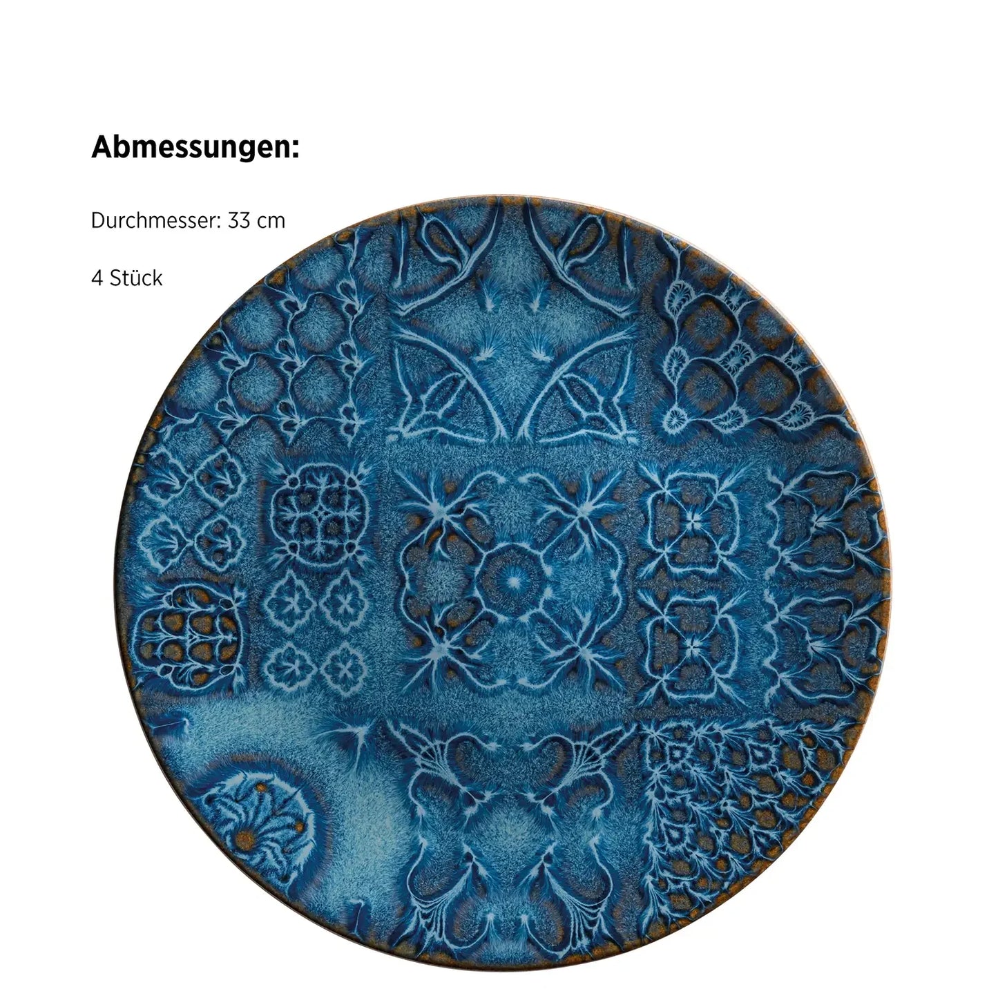Azulejo Blu Assiette de présentation | 4 p. | Bleu | Grès | Fabriqué au Portugal