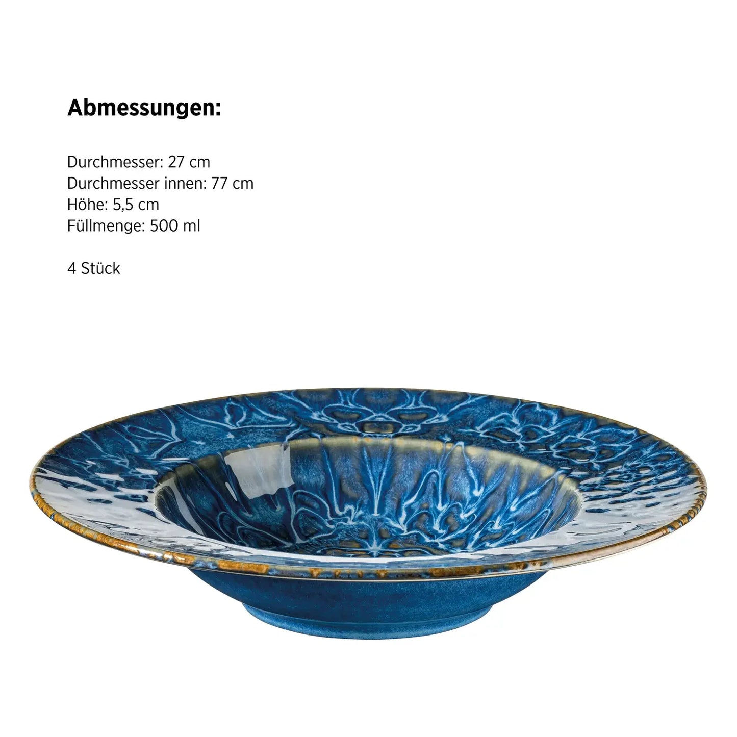 Azulejo Blu Pastateller | 4-tlg. | Blau | Steinzeug | Made in Portugal