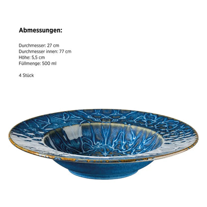 Azulejo Blu Pastateller | 4-tlg. | Blau | Steinzeug | Made in Portugal