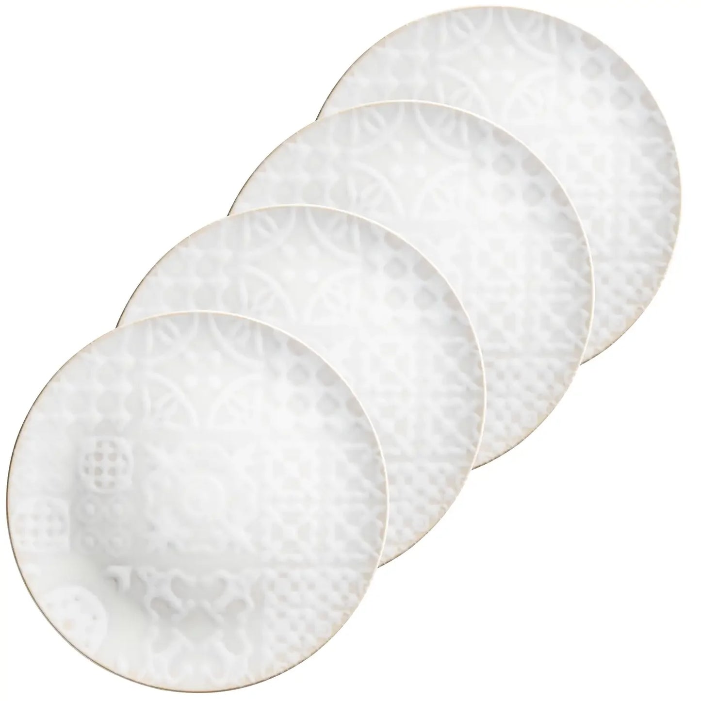 Azulejo Blanc Flat Plate | 4-piece | White | Stoneware | Made in Portugal