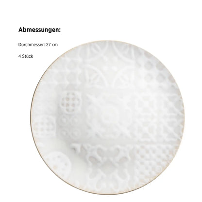 Azulejo Blanc Flat Plate | 4-piece | White | Stoneware | Made in Portugal
