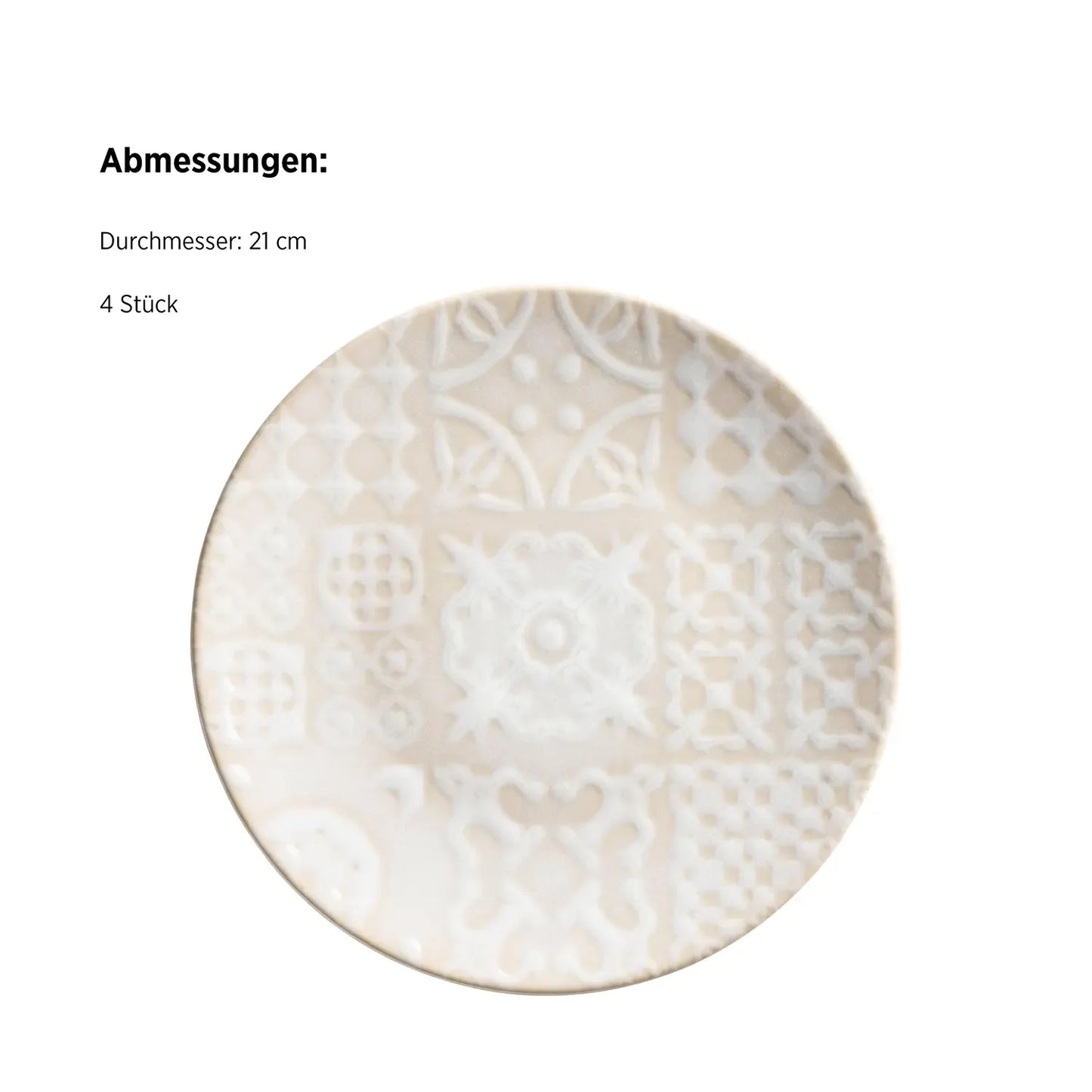 Assiette à dessert Azulejo Blanc. | 4 pièces | Blanc | Grès | Fabriqué au Portugal