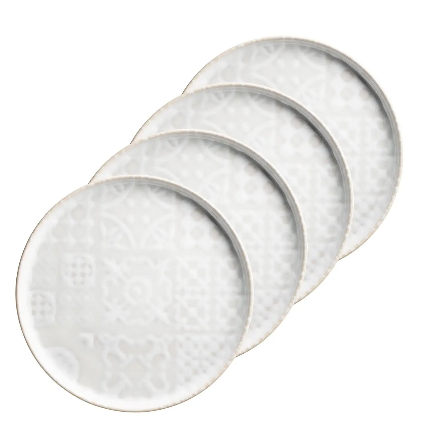 Azulejo Blanc Assiette plate UNO | 4 pièces | Blanc | Grès | Fabriqué au Portugal