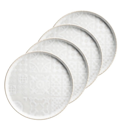 Azulejo Blanc Assiette plate UNO | 4 pièces | Blanc | Grès | Fabriqué au Portugal