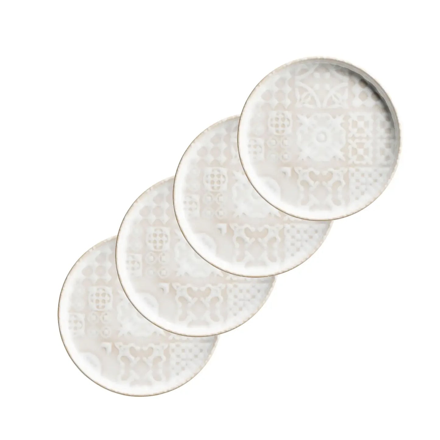 Assiette à dessert Azulejo Blanc UNO. | 4 pièces | Blanc | Grès | Fabriqué au Portugal