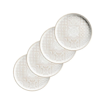 Assiette à dessert Azulejo Blanc UNO. | 4 pièces | Blanc | Grès | Fabriqué au Portugal