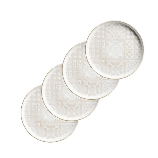 Azulejo Blanc Dessertteller UNO. | 4-tlg. | Weiß | Steinzeug | Made in Portugal