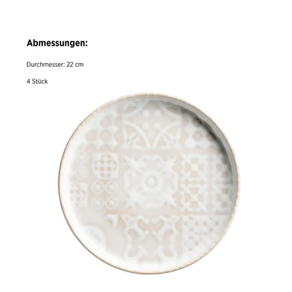 Assiette à dessert Azulejo Blanc UNO. | 4 pièces | Blanc | Grès | Fabriqué au Portugal