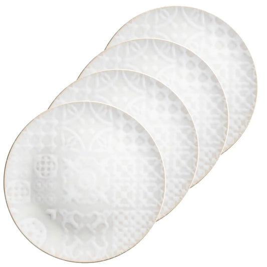 Azulejo Blanc Platzteller | 4-tlg. | Weiß | Steinzeug | Made in Portugal