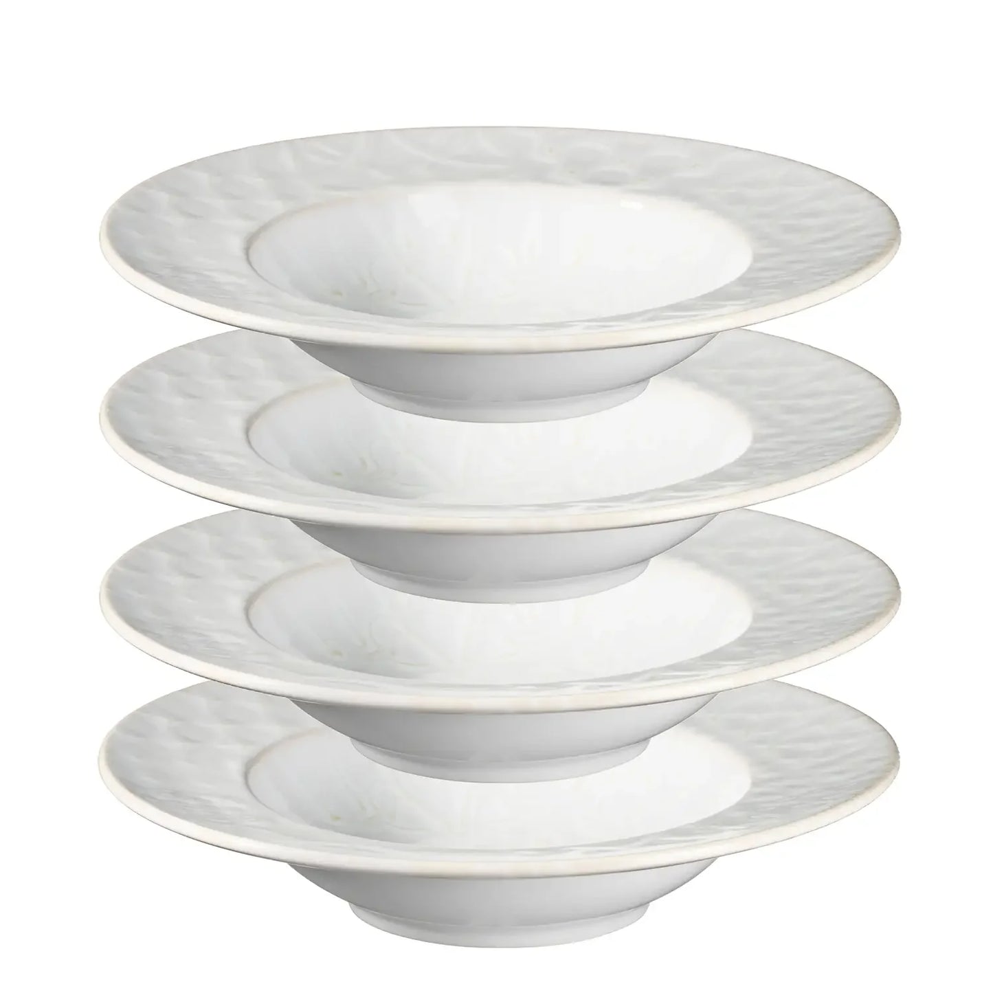 Azulejo Blanc Assiette à pâtes | 4 pièces | Blanc | Grès | Fabriqué au Portugal