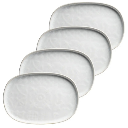 Azulejo Blanc Platte oval UNO. | 4-tlg. | Weiß | Steinzeug | Made in Portugal
