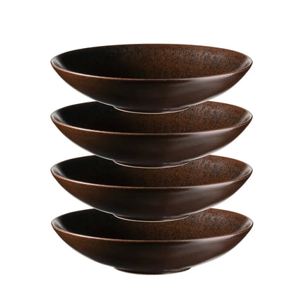 Assiette creuse Bronzo UNO. | 4 pièces | Noir | Grès | Fabriqué au Portugal
