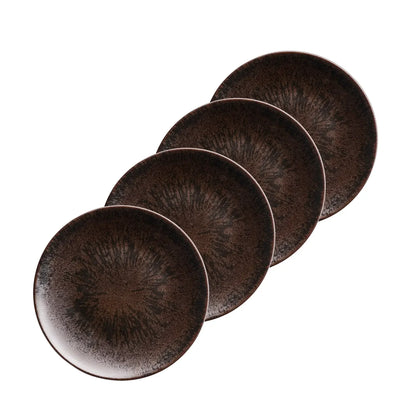 Bronzo Dessert Plates. | 4-piece set | Black | Stoneware | Made in Portugal