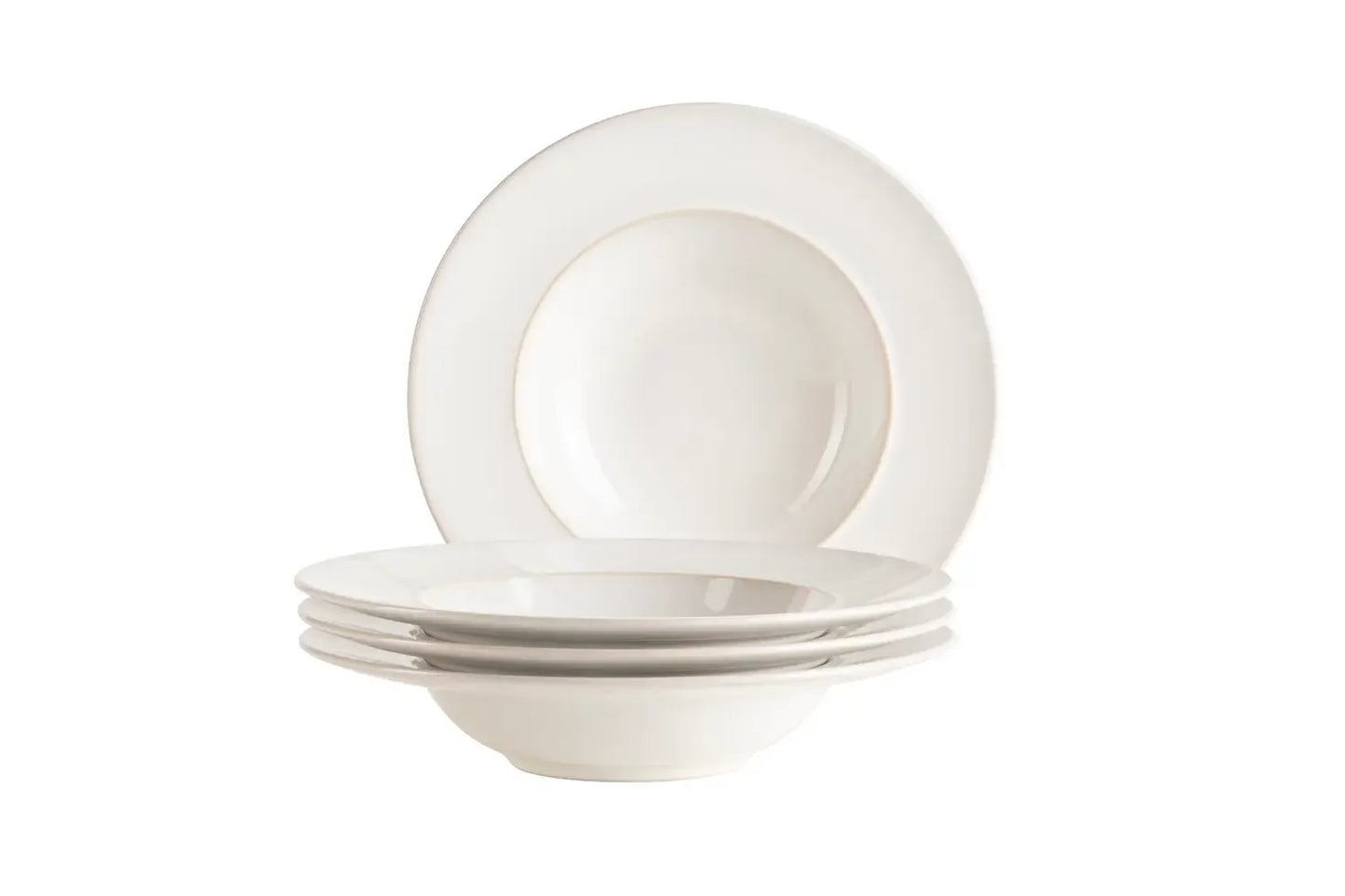 Assiettes à pâtes Uniq | Lot de 4 | Blanc | Grès | Fabriqué au Portugal