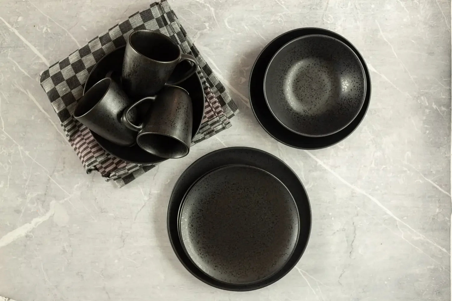 Purist Dinnerware Set | 12-pc. | Black | Stoneware | Made in Portugal