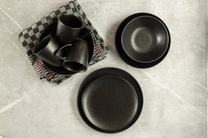 Purist Dinnerware Set | 12-pc. | Black | Stoneware | Made in Portugal