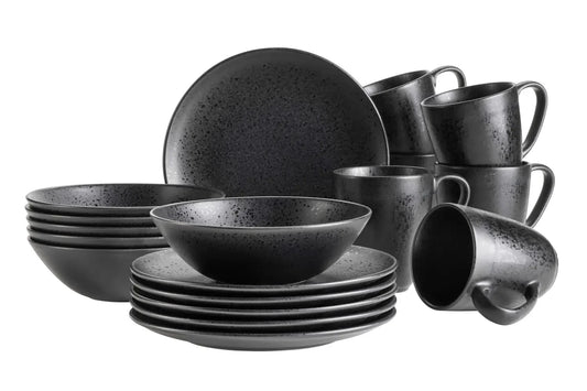 Purist Frühstücksset | 18-tlg. | Schwarz | Steinzeug | Made in Portugal