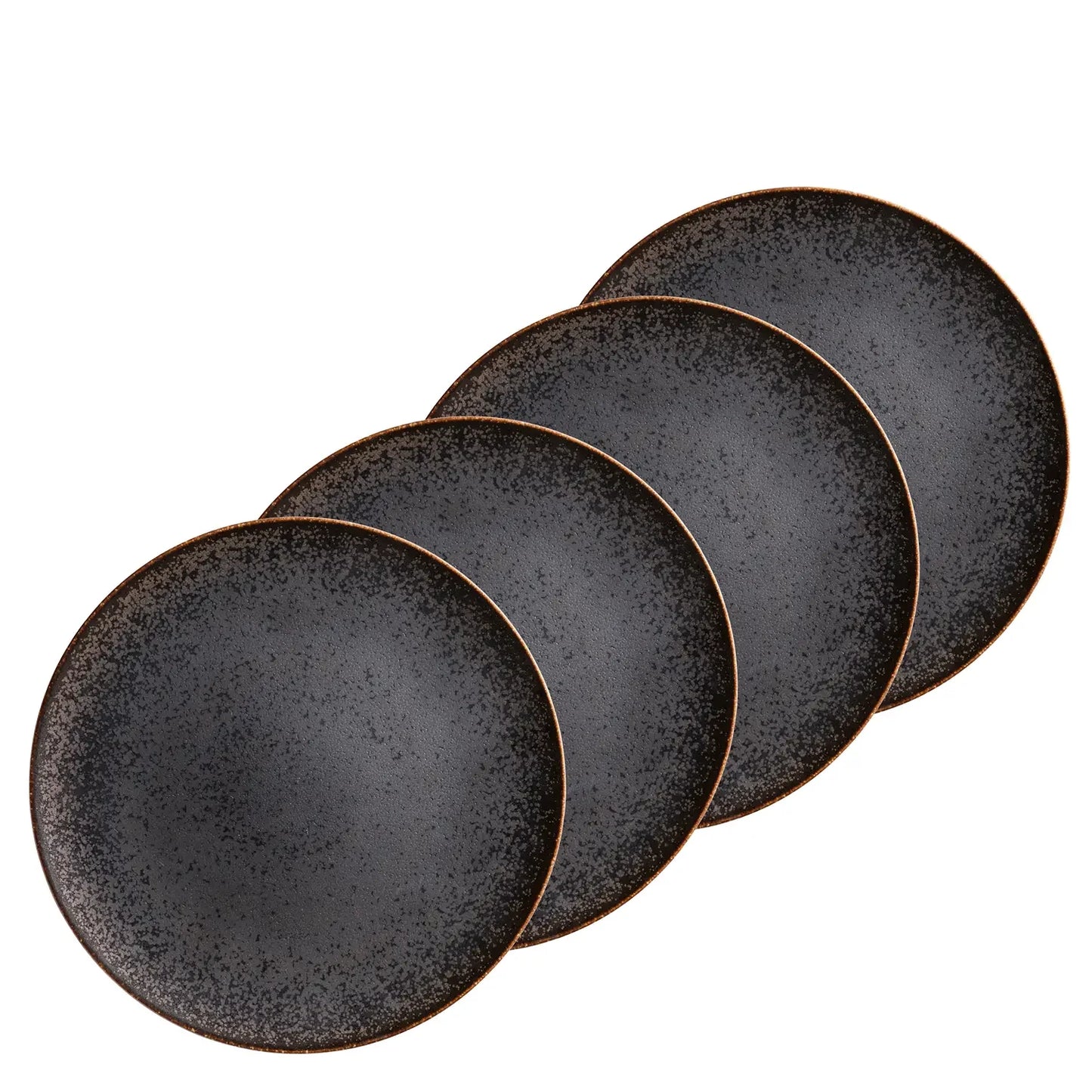 Assiettes plates Forte | 4 pièces | Noir / Marron | Porcelaine | Fabriqué au Portugal