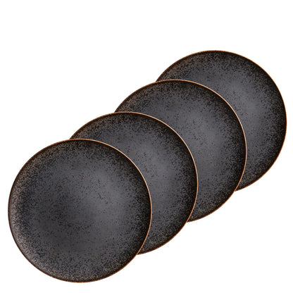 Assiettes plates Forte | 4 pièces | Noir / Marron | Porcelaine | Fabriqué au Portugal
