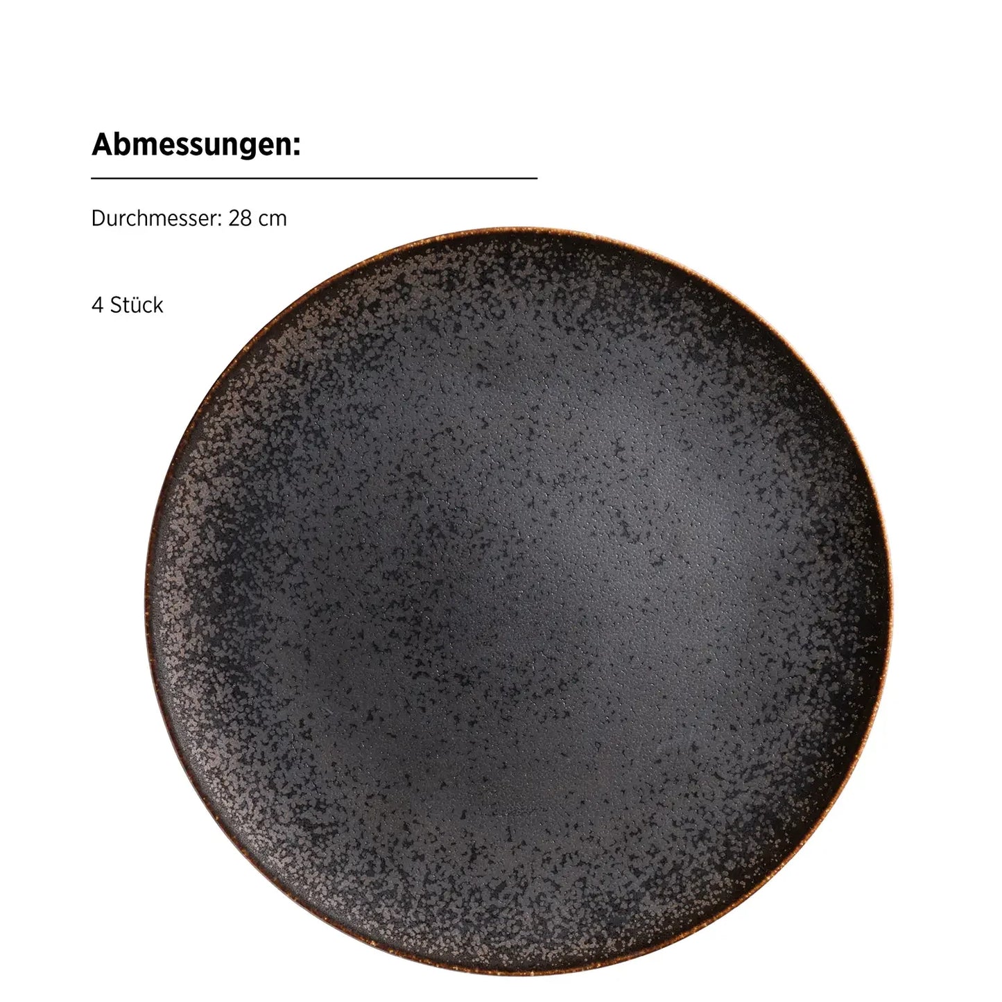Assiettes plates Forte | 4 pièces | Noir / Marron | Porcelaine | Fabriqué au Portugal