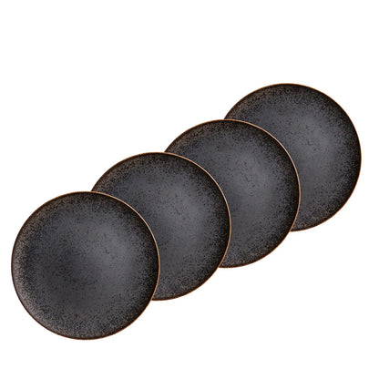 Forte Dessertteller | 4-tlg. | Schwarz / Braun | Porzellan | Made in Portugal