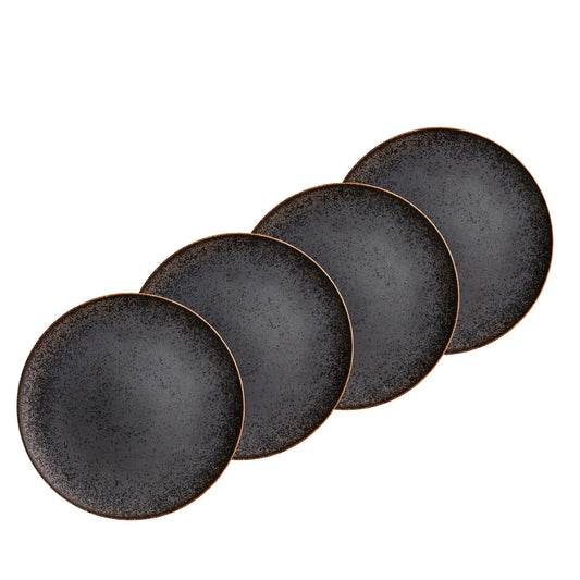 Forte Dessertteller | 4-tlg. | Schwarz / Braun | Porzellan | Made in Portugal