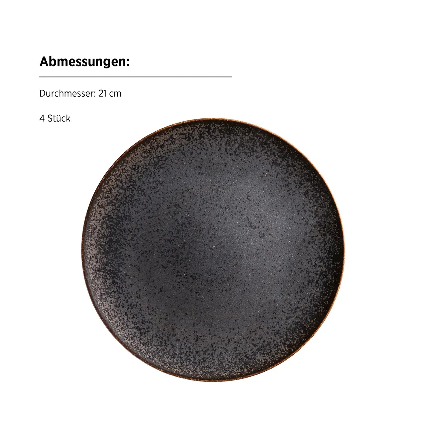 Forte Dessertteller | 4-tlg. | Schwarz / Braun | Porzellan | Made in Portugal