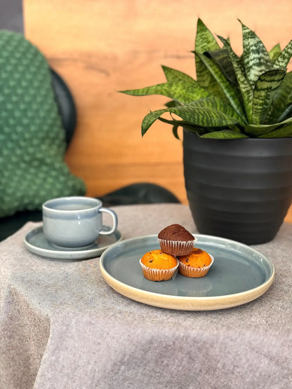 Service petit-déjeuner Pastello | 12 pièces | Bleu | Grès | Fabriqué au Portugal