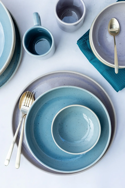 Service petit-déjeuner Pastello | 12 pièces | Bleu | Grès | Fabriqué au Portugal