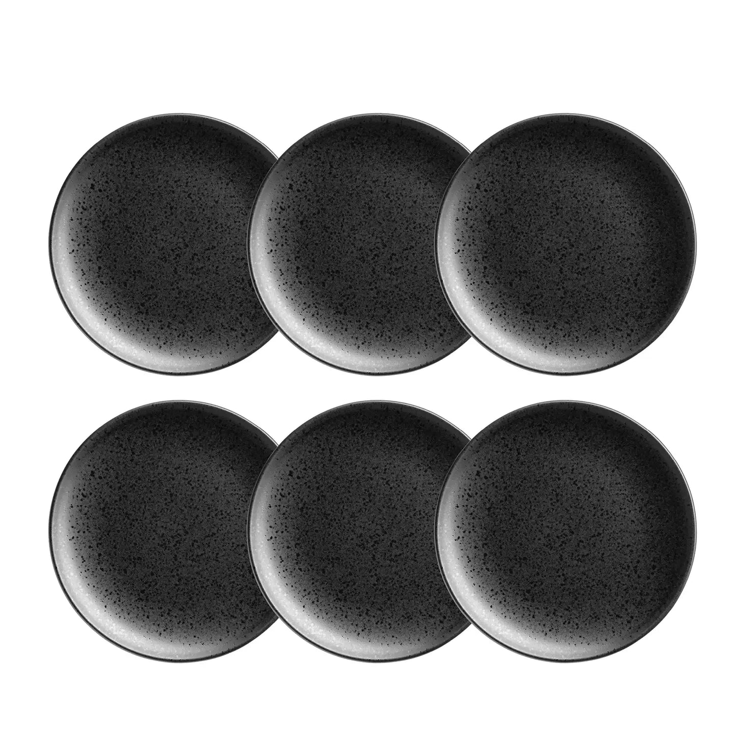 Purist Dessert Plate | 6-Piece Set | Black | Stoneware | Made in Portugal