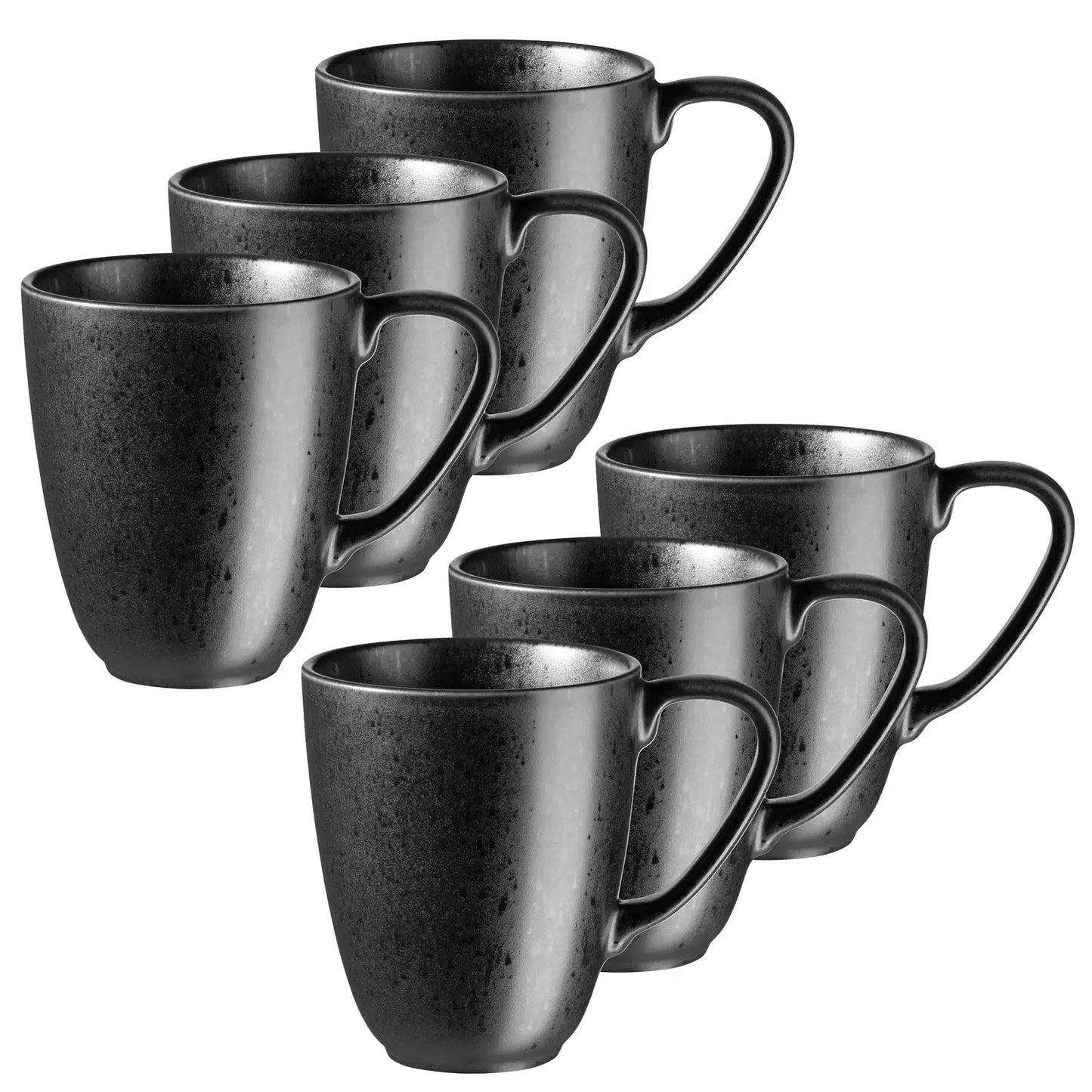 Mug Purist 420 ml | Lot de 6 | Noir | Grès | Fabriqué au Portugal