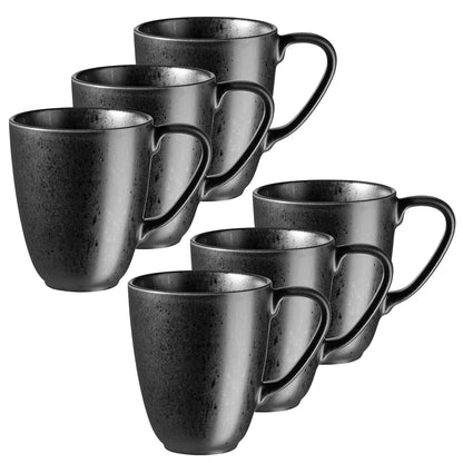 Mug Purist 420 ml | Lot de 6 | Noir | Grès | Fabriqué au Portugal