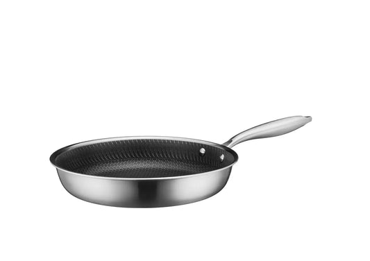 Vulcano Ceramica Bratpfanne, keramikbeschichtet mit Wabenstruktur | Silber / Schwarz | Edelstahl 18/10