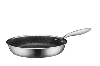 Vulcano Ceramica Frying Pan, ceramic coated with honeycomb structure | Silver / Black | 18/10 Stainless Steel