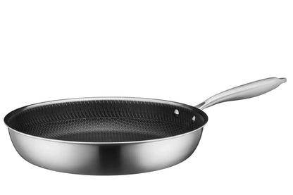 Poêle à frire Vulcano Ceramica, revêtement céramique alvéolé | Argent / Noir | Acier inoxydable 18/10