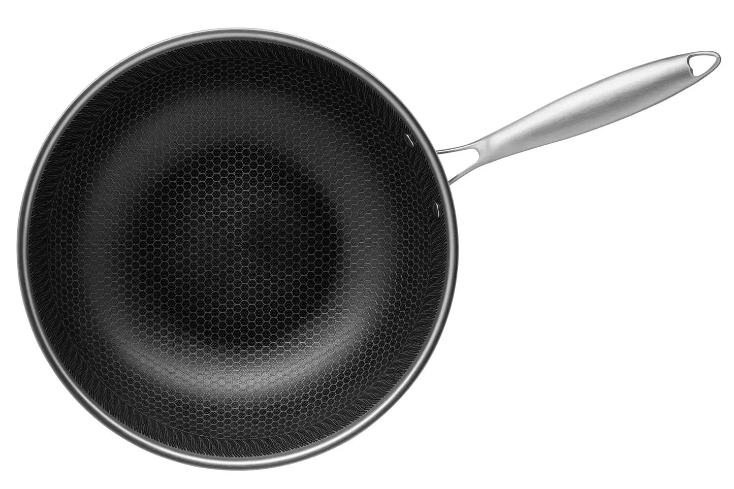 Vulcano Ceramica Wok, ceramic-coated with honeycomb structure | Silver / Black | 18/10 stainless steel