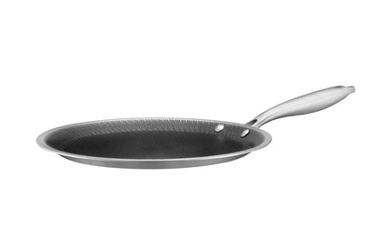 Poêle à crêpes Vulcano Ceramica, revêtement céramique avec structure alvéolaire | Argent / Noir | Acier inoxydable 18/10