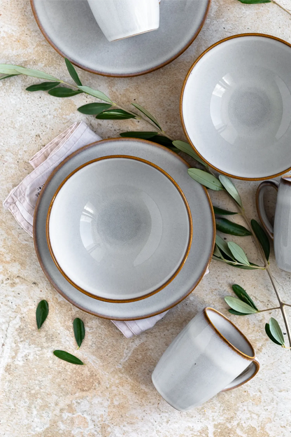 Fume ensemble petit-déjeuner | 12 pièces | Blanc | Grès | Fabriqué au Portugal