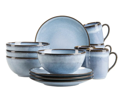 Fume Breakfast Set | 12 pcs | Blue | Stoneware | Made in Portugal