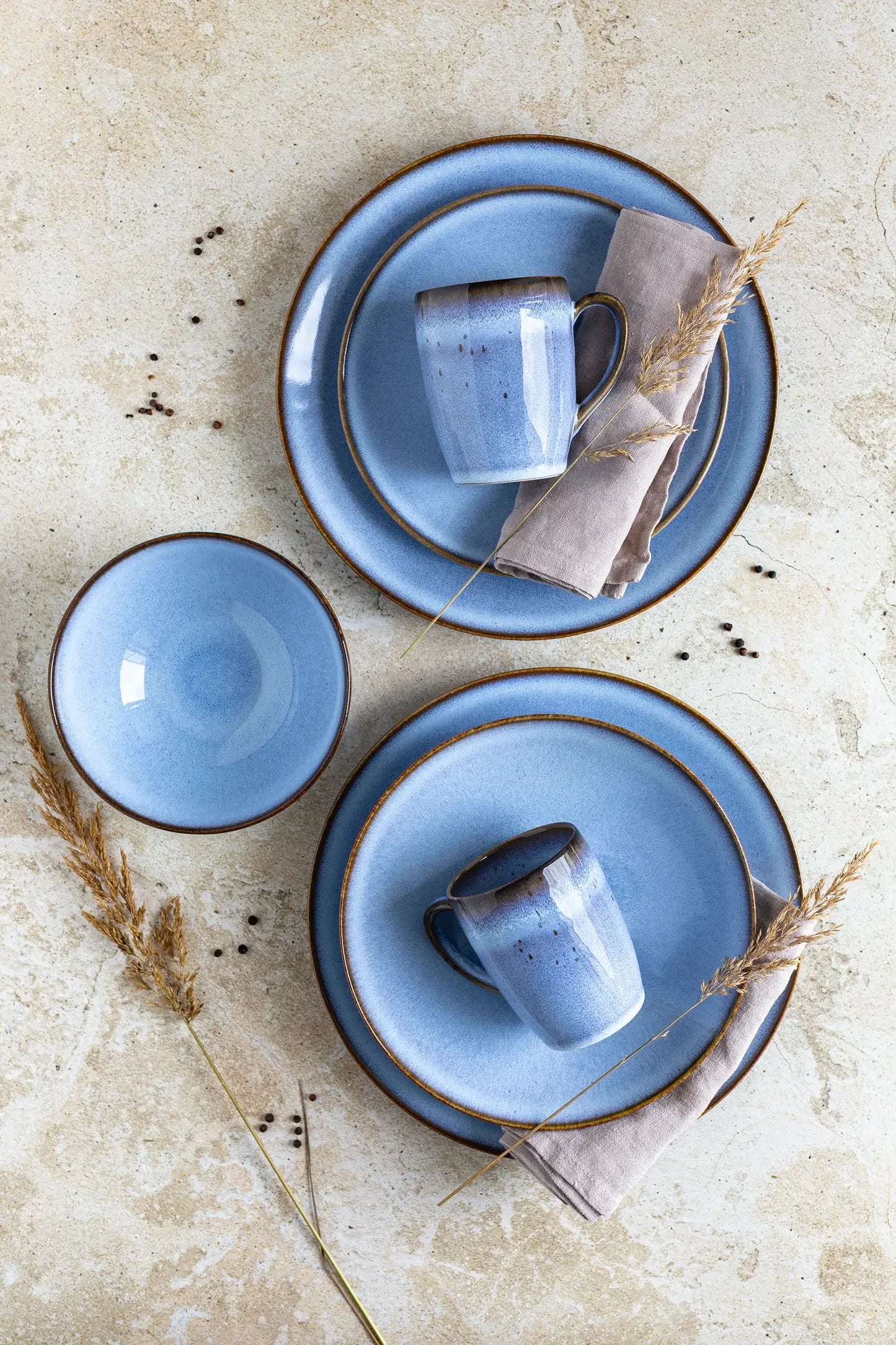 Fume Breakfast Set | 12 pcs | Blue | Stoneware | Made in Portugal