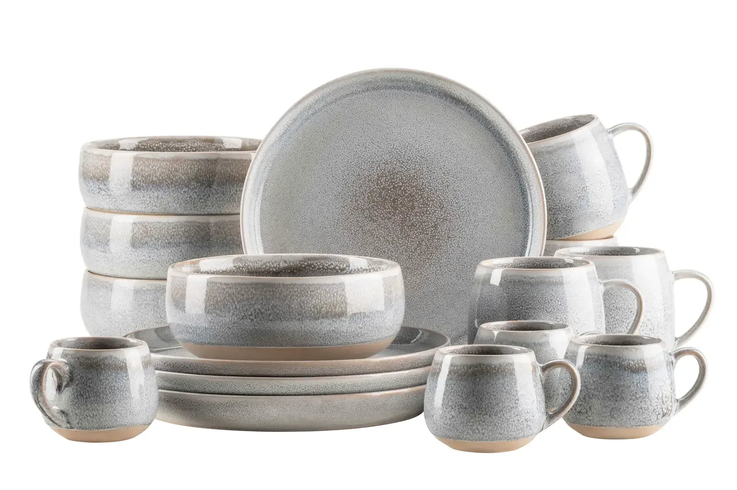 Marea Breakfast Set | 16-piece | Grey | Stoneware