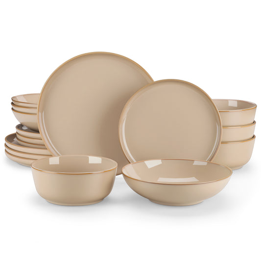 "Chic" Kollektion | 16-tlg. Geschirr Set | Beige | Steingut