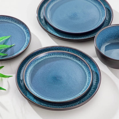 "Chic" Kollektion | 18/36-tlg. Geschirr Set | Blau | Steingut