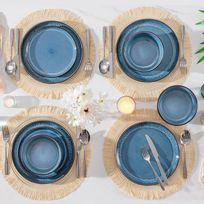 "Chic" Kollektion | 18/36-tlg. Geschirr Set | Blau | Steingut