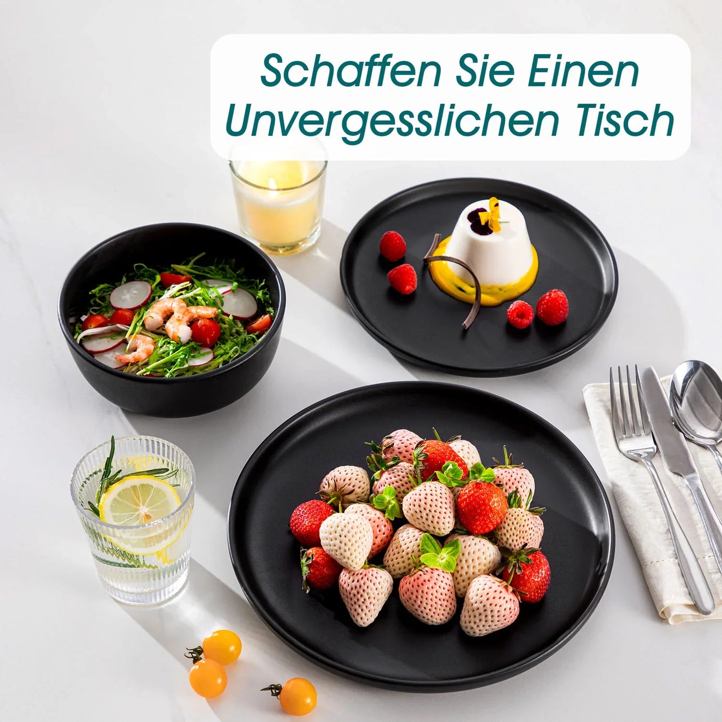 "Chic" Kollektion | 18/36-tlg. Geschirr Set | Schwarz | Steingut