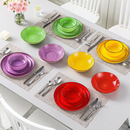"Circle" Kollektion | 16/32/48-tlg. Geschirr Set | Bunt | Steingut - Töpferkunst | Steingut Geschirrsets