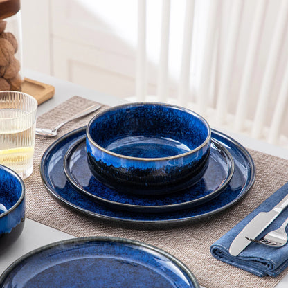 "Color - Pure" Kollektion | abgerundet | 18/36-tlg. Geschirr Set | Blau | Steingut - Töpferkunst | Steingut Geschirrsets