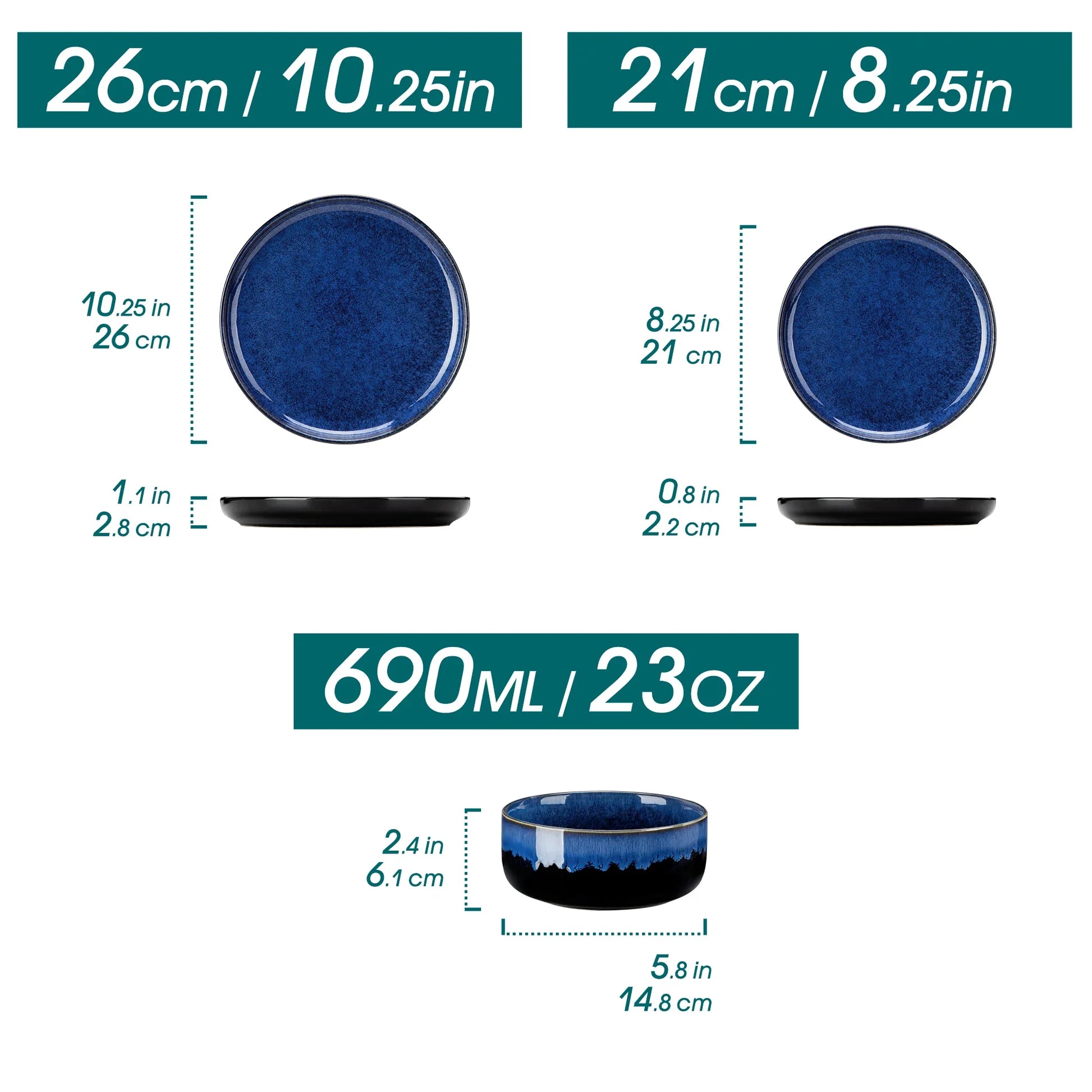 "Color - Pure" Kollektion | abgerundet | 18/36-tlg. Geschirr Set | Blau | Steingut - Töpferkunst | Steingut Geschirrsets