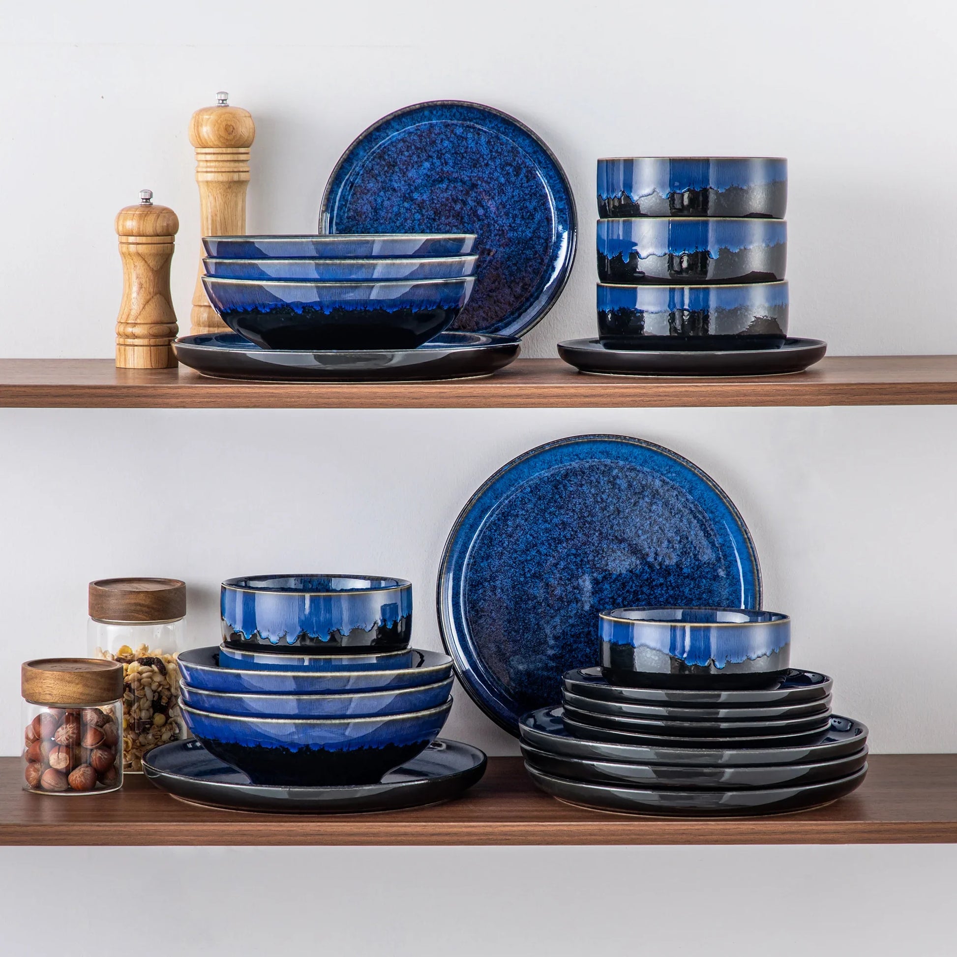 "Color - Pure" Kollektion | abgerundet | 24/48-tlg. Geschirr Set | Blau | Steingut - Töpferkunst | Steingut Geschirrsets