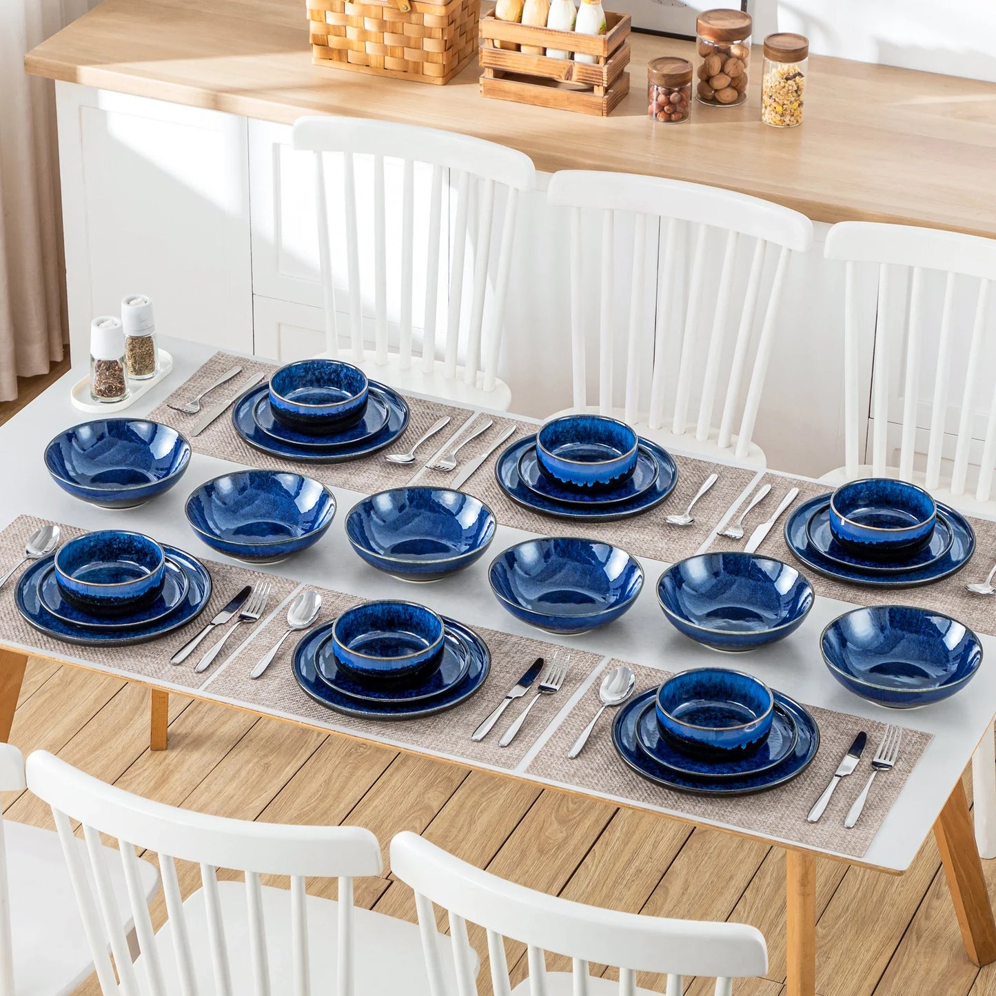"Color - Pure" Kollektion | abgerundet | 24/48-tlg. Geschirr Set | Blau | Steingut - Töpferkunst | Steingut Geschirrsets
